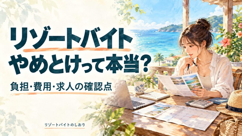 リゾートバイトやめとけって本当？。負担・費用・求人の確認点