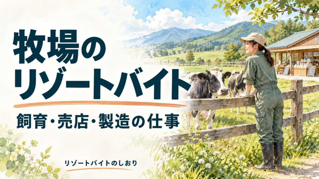 牧場のリゾートバイト。飼育・売店・製造の仕事