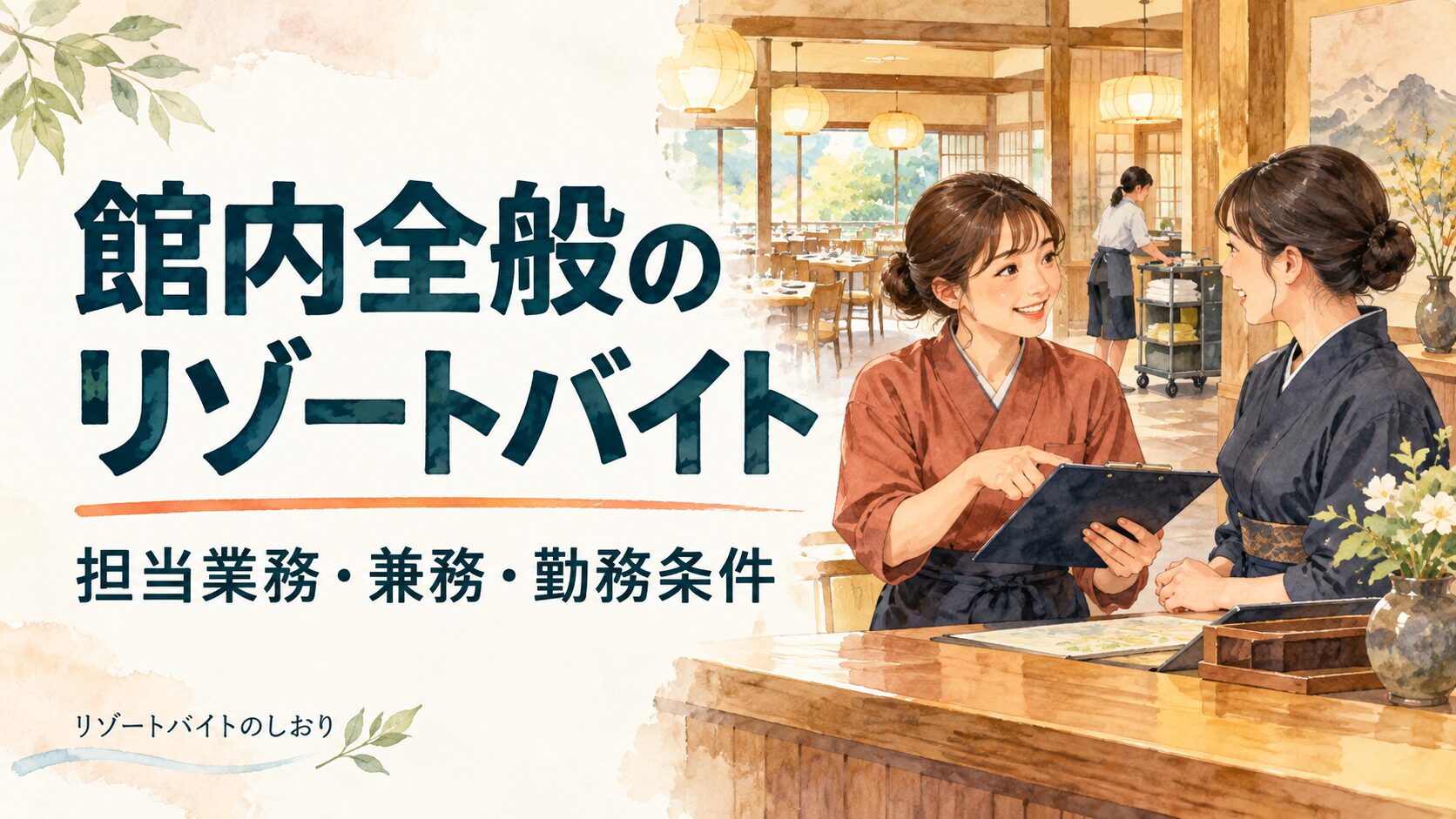 館内全般のリゾートバイト。担当業務・兼務・勤務条件