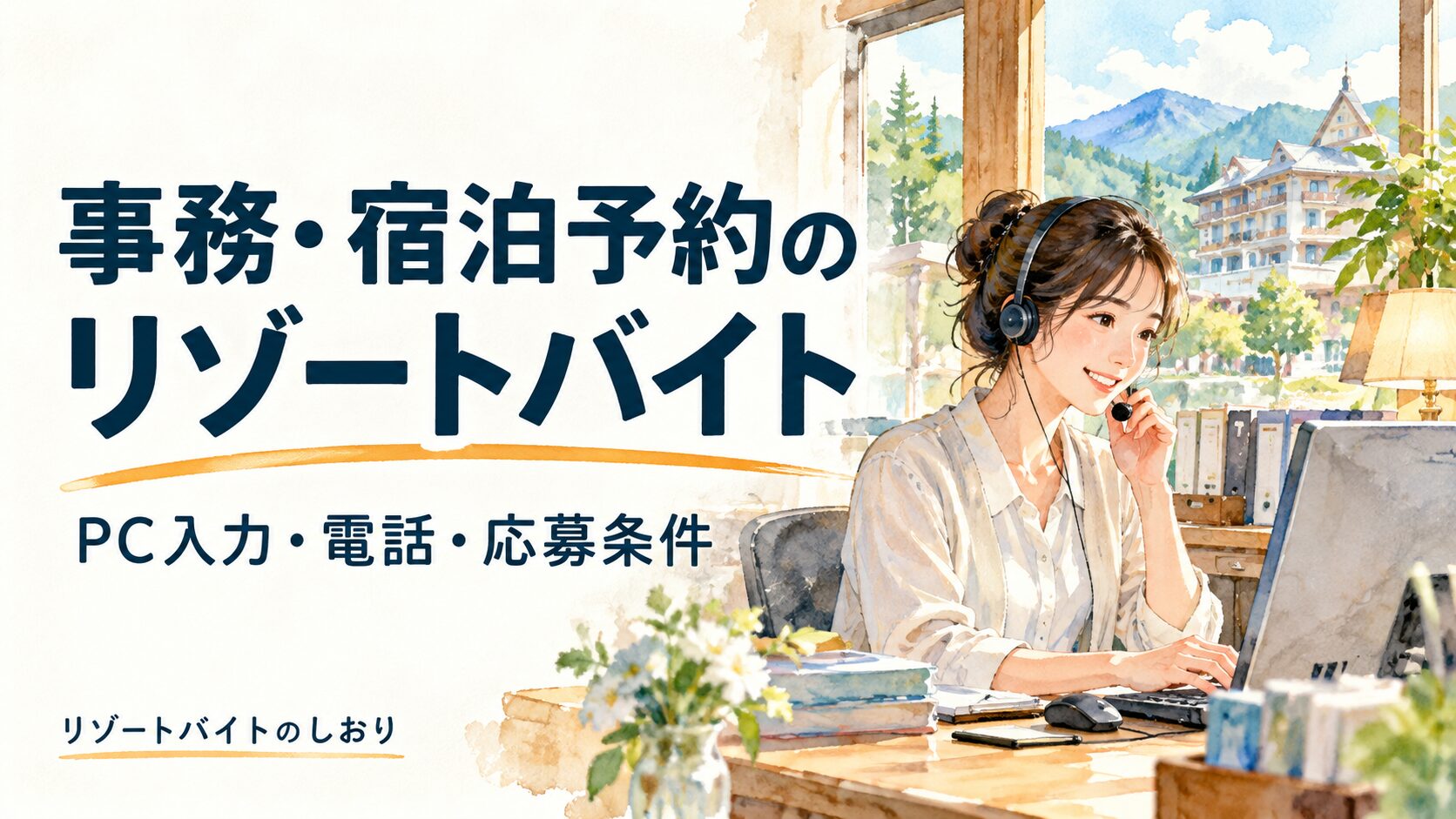 事務・宿泊予約のリゾートバイト。PC入力・電話・応募条件
