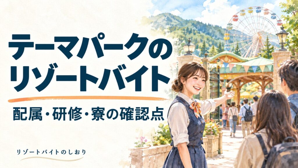 テーマパークのリゾートバイト。配属・研修・寮の確認点